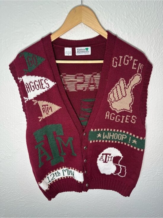 Vested Interests Jackets & Blazers - Texas A&M Aggies Vested Interests Medium 100% Cotton Graphic Sweater Vest